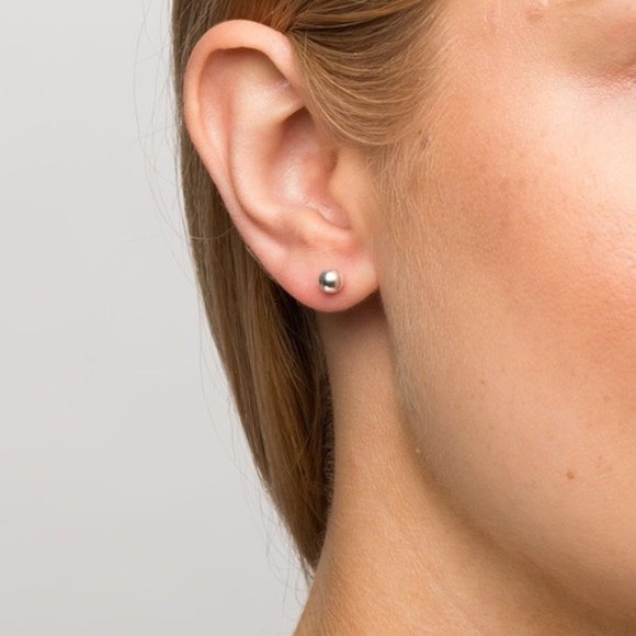 Genuine 10K WHITE GOLD Minimalist Ball Stud Earrings Hypo Allergenic Stamped 10K - Picture 1 of 1